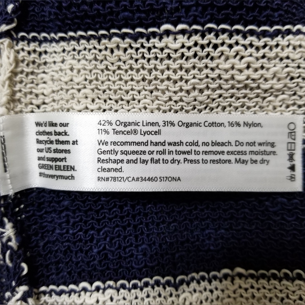 NWT Eileen Fisher Petite Striped Sleeveless Knit Top Organic Linen Cotton Sz PM - Picture 12 of 12